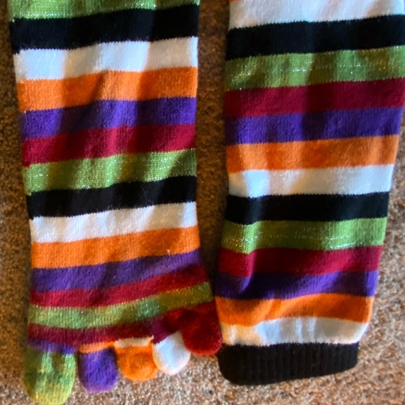 Women’s Stipe Colorful Gold Glitter Toe Socks - NWOT - Picture 3 of 3